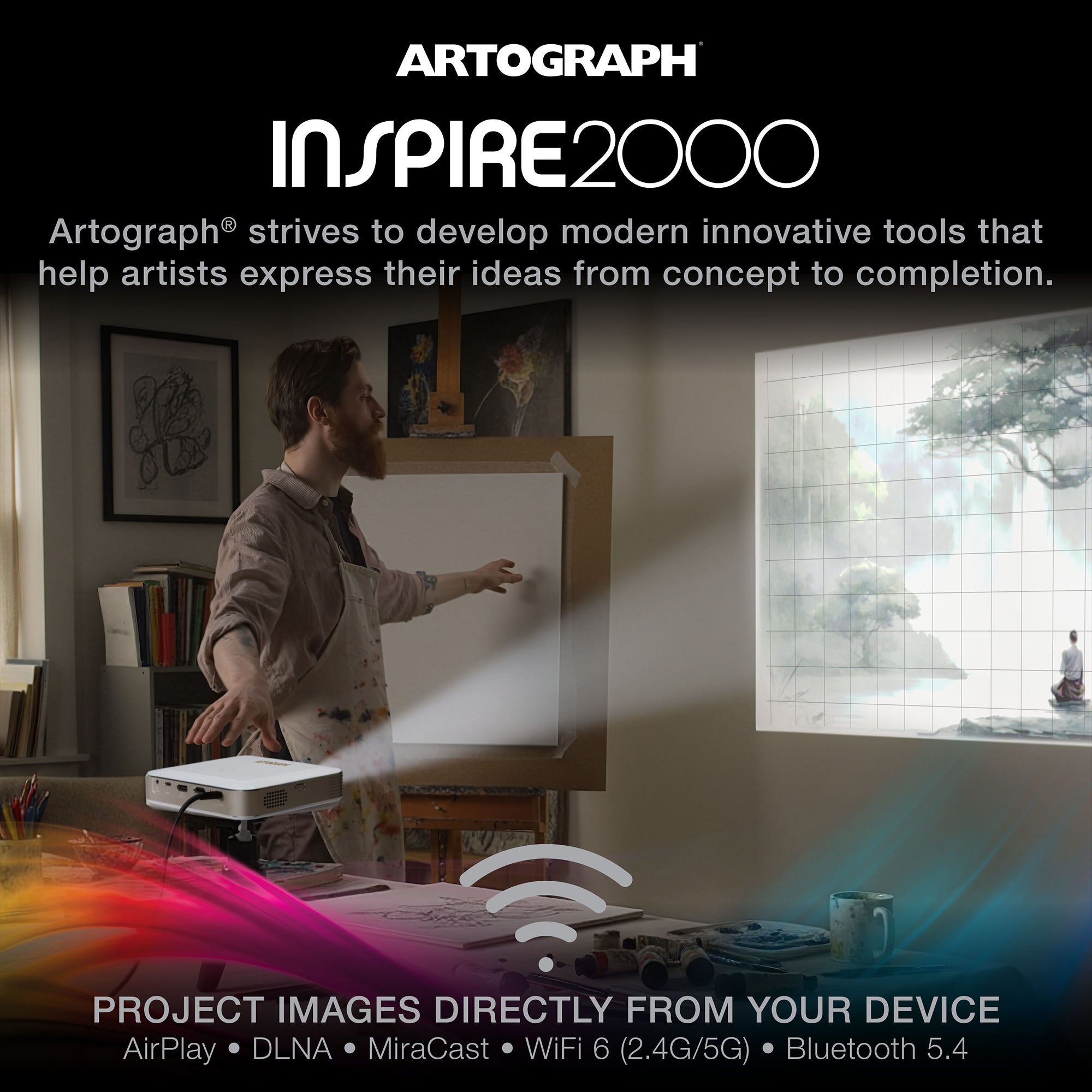 Artograph Inspire 2000 Digital Art Projector, Full HD 1080P, Built-In Art Grids