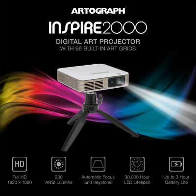 Artograph Inspire 2000 Digital Art Projector, Full HD 1080P, Built-In Art Grids
