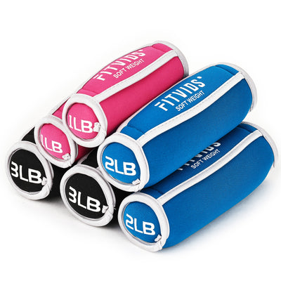 Fitvids 12 lb Dumbbell Weights Set, 1/2/3 lb Pairs with Hand Straps for Training - VMInnovations