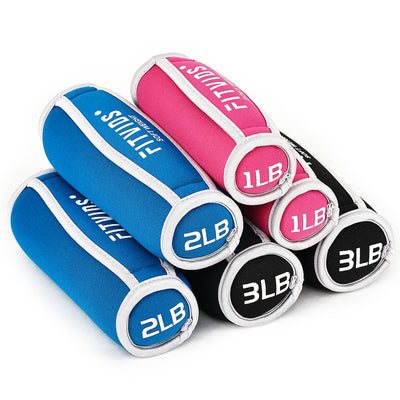 Fitvids 12 lb Dumbbell Weights Set, 1/2/3 lb Pairs with Hand Straps for Training - VMInnovations