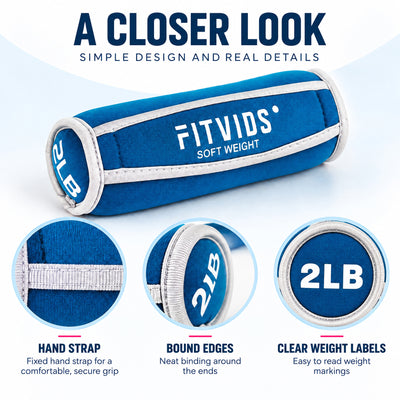 Fitvids 12 lb Dumbbell Weights Set, 1/2/3 lb Pairs with Hand Straps for Training - VMInnovations