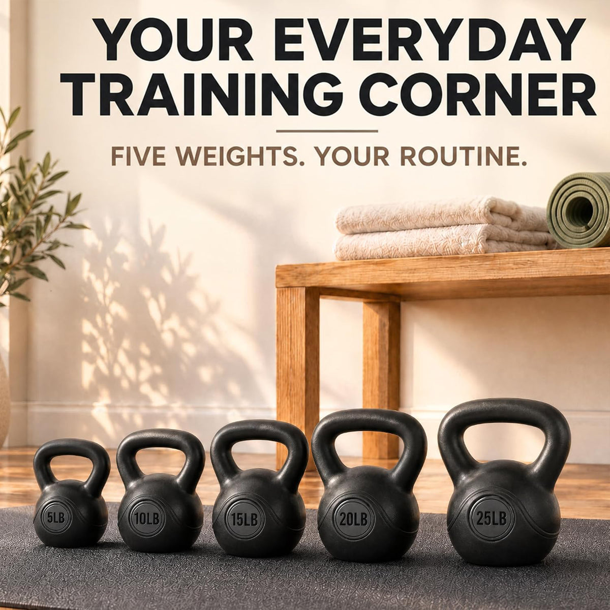 BalanceFrom 75lb Vinyl Cement-Filled Kettlebell Set for Strength Training - VMInnovations