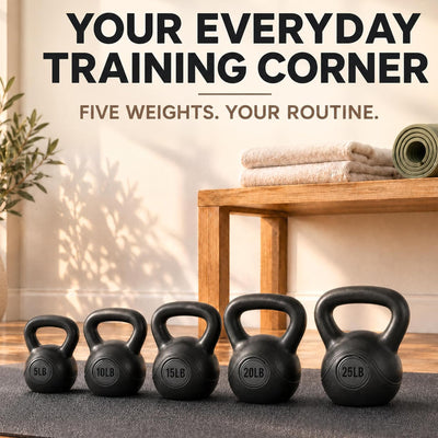 BalanceFrom 75lb Vinyl Cement-Filled Kettlebell Set for Strength Training - VMInnovations