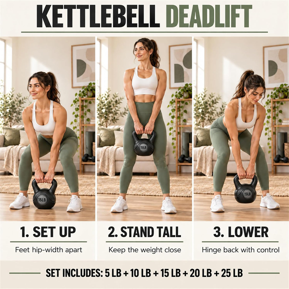 BalanceFrom 75lb Vinyl Cement-Filled Kettlebell Set for Strength Training - VMInnovations