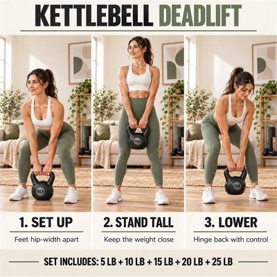 BalanceFrom 75lb Vinyl Cement-Filled Kettlebell Set for Strength Training - VMInnovations