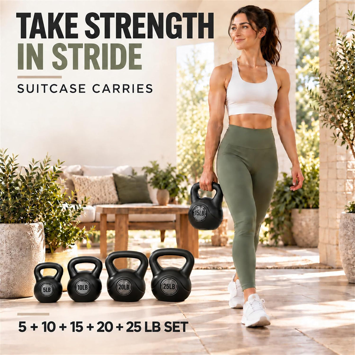BalanceFrom 75lb Vinyl Cement-Filled Kettlebell Set for Strength Training - VMInnovations