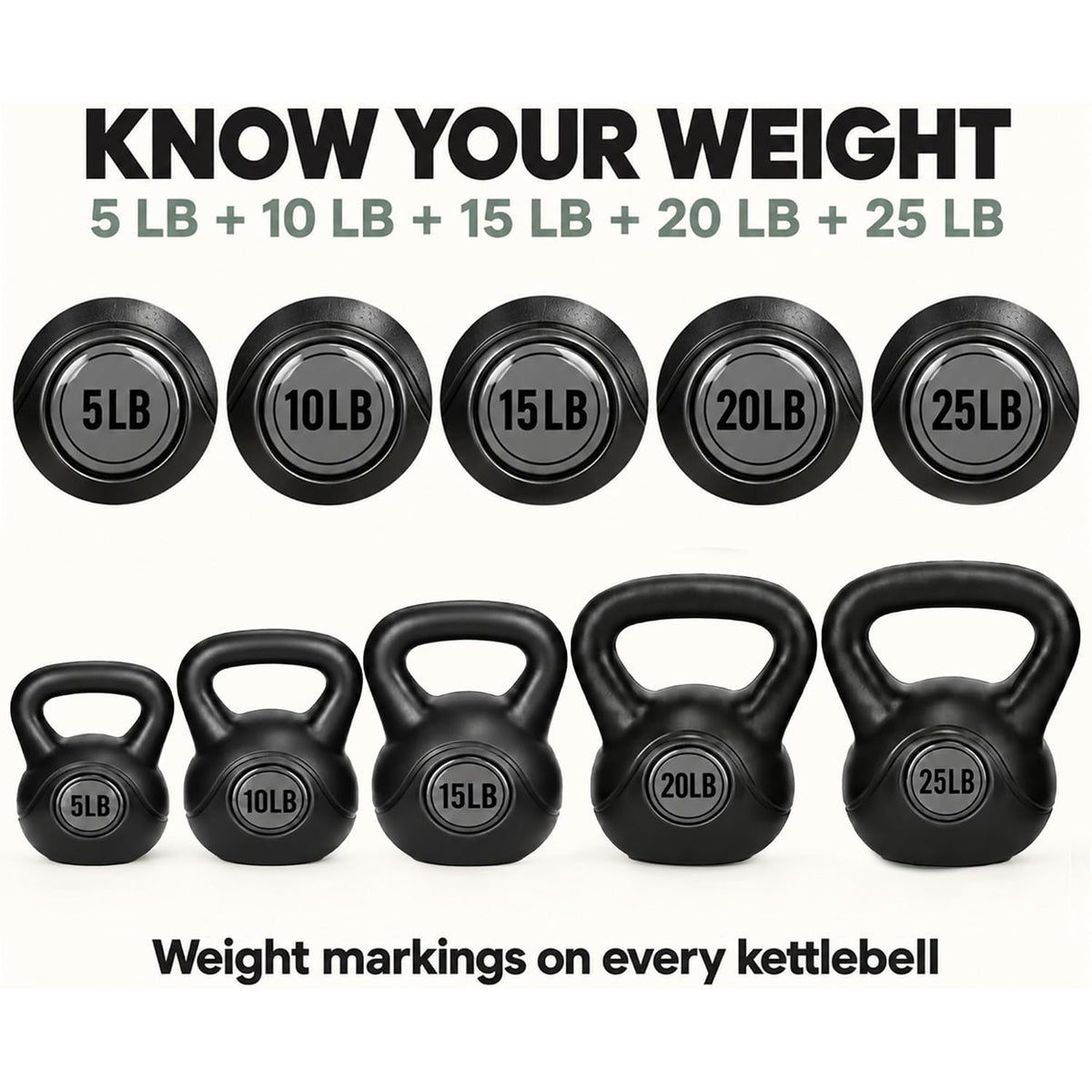 BalanceFrom 75lb Vinyl Cement-Filled Kettlebell Set for Strength Training - VMInnovations