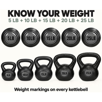 BalanceFrom 75lb Vinyl Cement-Filled Kettlebell Set for Strength Training - VMInnovations