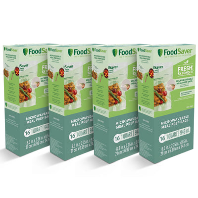 FoodSaver 64-Count Microwavable Meal Prep Vacuum Seal Bags, Leakproof, 1 Quart