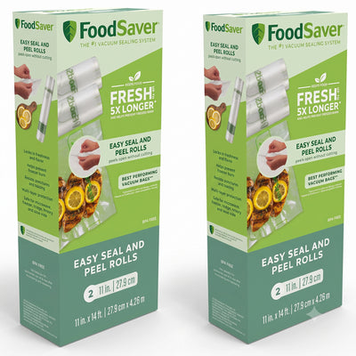 FoodSaver Easy Seal and Peel Vacuum Seal Rolls, No Cutting, 11" x 14', 4 Pack