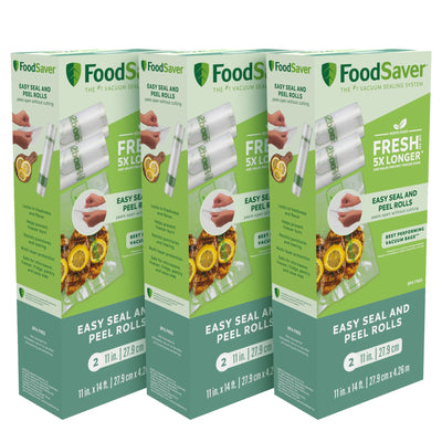 FoodSaver Easy Seal and Peel Vacuum Seal Rolls, No Cutting, 11" x 14', 6 Pack