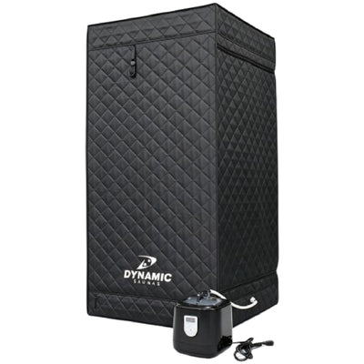 Dynamic Saunas Portable Sauna w/ Steam Generator, Square-Shaped Design, Black
