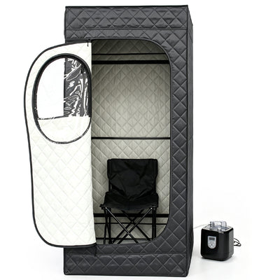 Dynamic Saunas Portable Sauna w/ Steam Generator, Square-Shaped Design, Black