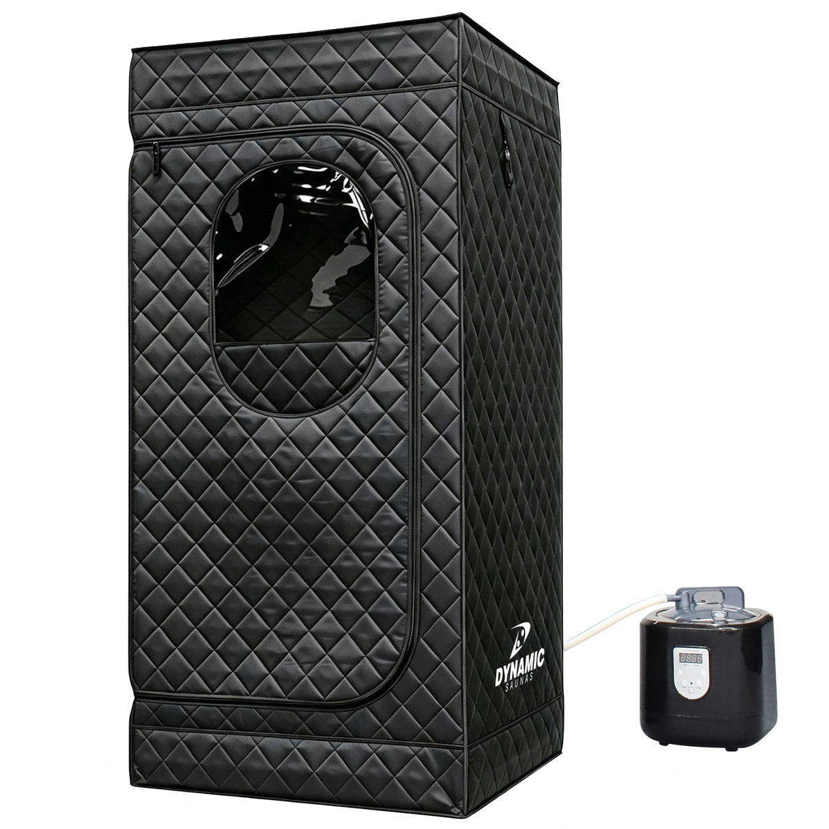 Dynamic Saunas Portable Sauna w/ Steam Generator, Square-Shaped Design, Black