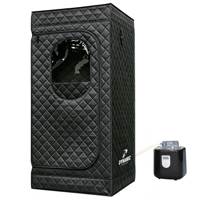 Dynamic Saunas Portable Sauna w/ Steam Generator, Square-Shaped Design, Black