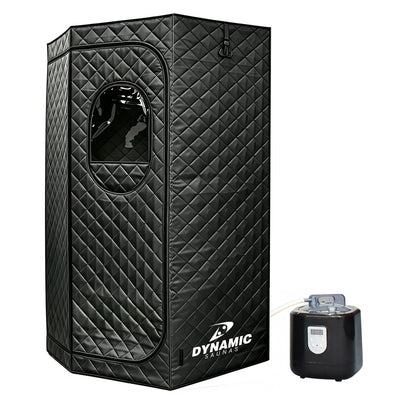 Dynamic Saunas Portable Sauna w/ Steam Generator, Pentagon-Shaped Design, Black