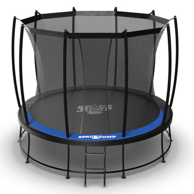 SpaceJump Astro 10 Ft Trampoline, Round Outdoor Bounce Pad w/ Safety Net, Black - VMInnovations