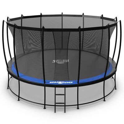 SpaceJump Astro 15 Ft Trampoline, Round Outdoor Bounce Pad w/ Safety Net, Black - VMInnovations