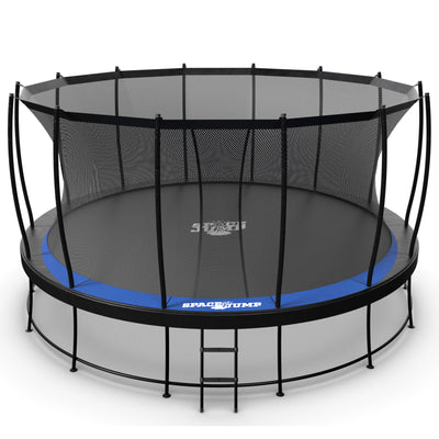 SpaceJump Astro 16 Ft Trampoline, Round Outdoor Bounce Pad w/ Safety Net, Black - VMInnovations