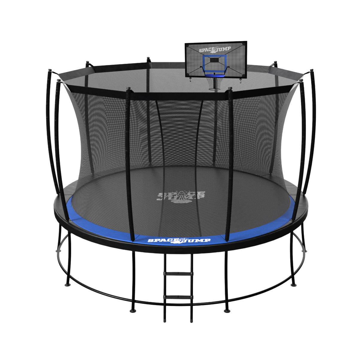 SpaceJump Astro 12' Round Outdoor Trampoline w/ AstroJam Basketball Hoop, Black