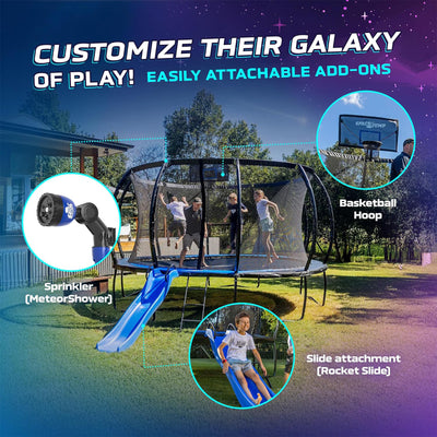 SpaceJump Astro 16' Round Outdoor Trampoline w/ AstroJam Basketball Hoop, Black
