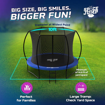 SpaceJump Nova 10' Round Trampoline with Safety Net, Hoop, Slide & Water Sprayer