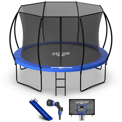 SpaceJump Nova 12' Round Trampoline with Safety Net, Hoop, Slide & Water Sprayer