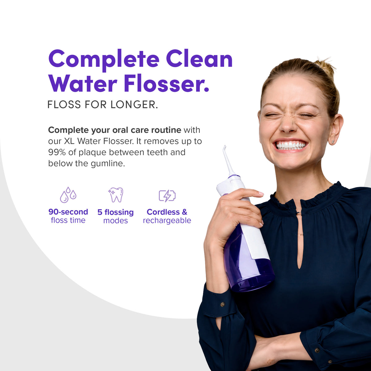 Smile Direct Club X-Large Capacity Rechargeable Handheld Water Flosser, White