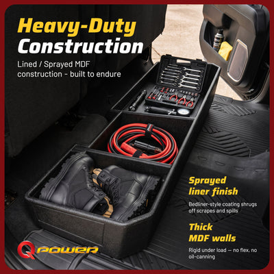 QBomb Truck Underseat Storage Box with 3 Compartments, GMC, Chevy 2019-2026