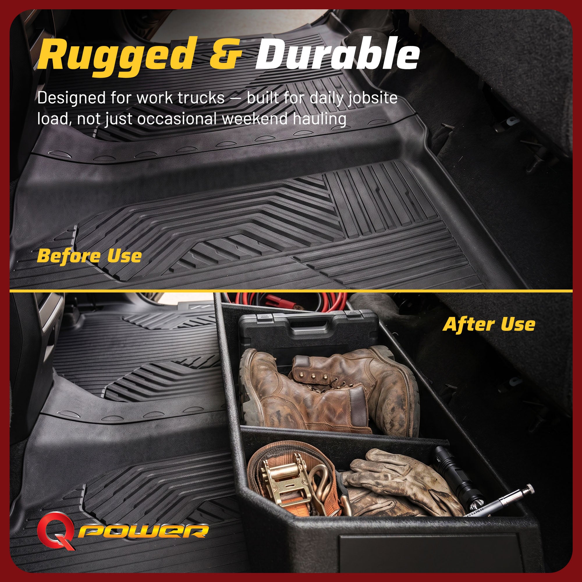 QBomb Truck Underseat Storage Box with 3 Compartments, GMC, Chevy 2019-2026
