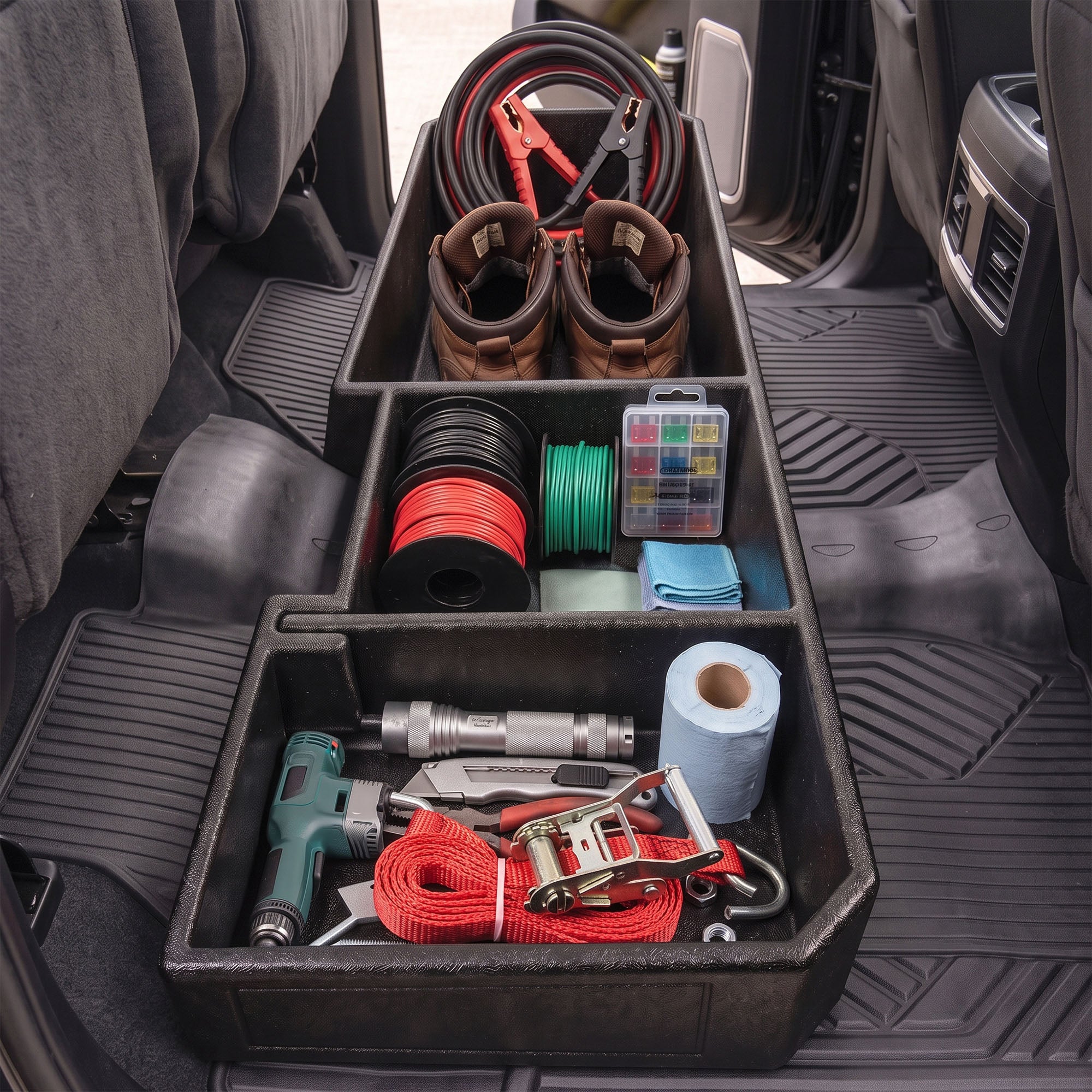 QBomb Truck Underseat Storage Box with 3 Compartments, GMC, Chevy 2019-2026