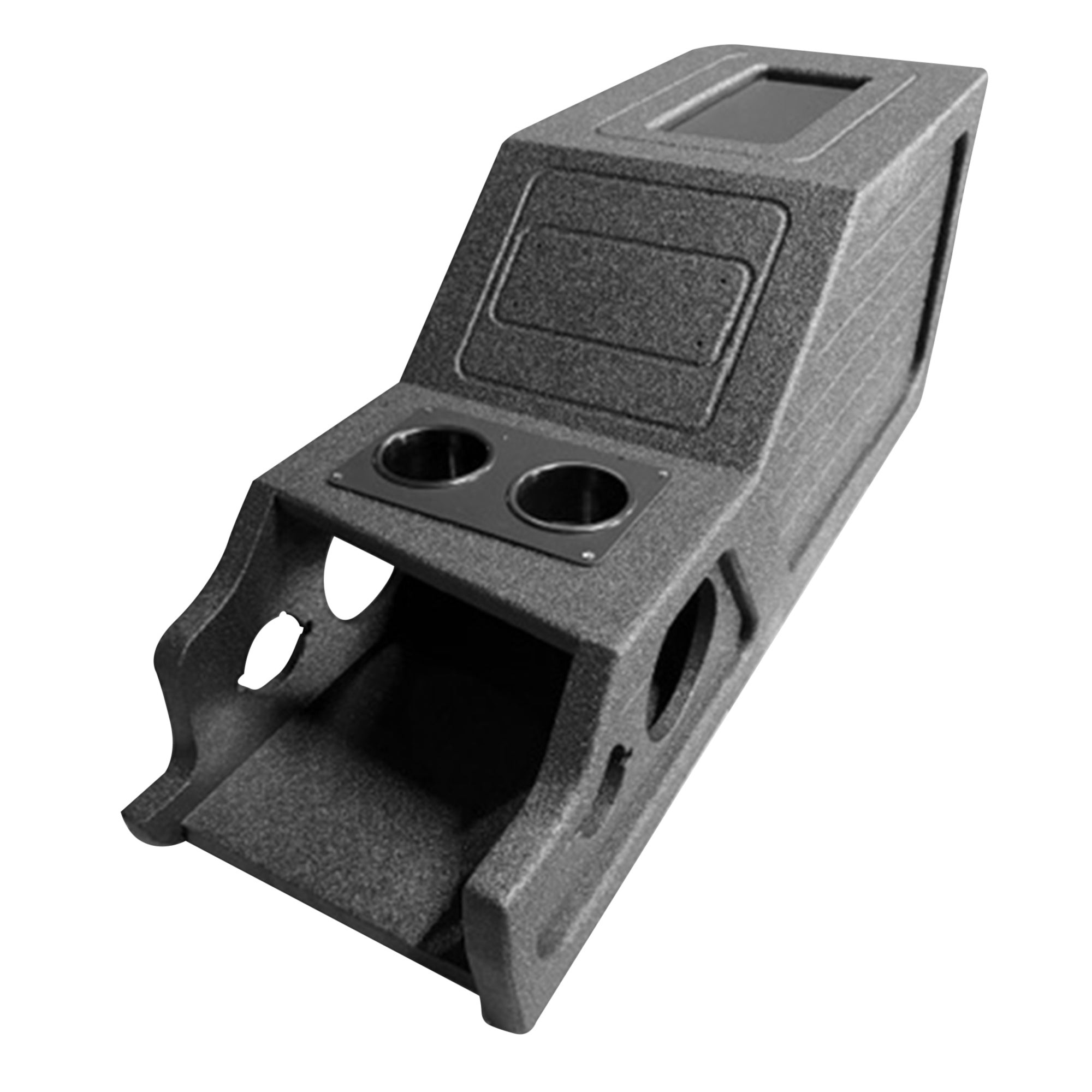 QBomb Center Console Enclosure Box, GMC/Chevy Trucks 1999-2006 Ported 12", Black