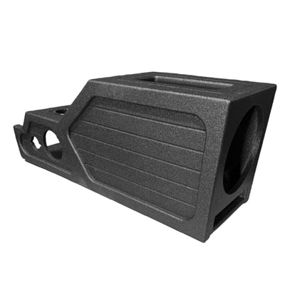 QBomb Center Console Enclosure Box, GMC/Chevy Trucks 1999-2006 Ported 12", Black