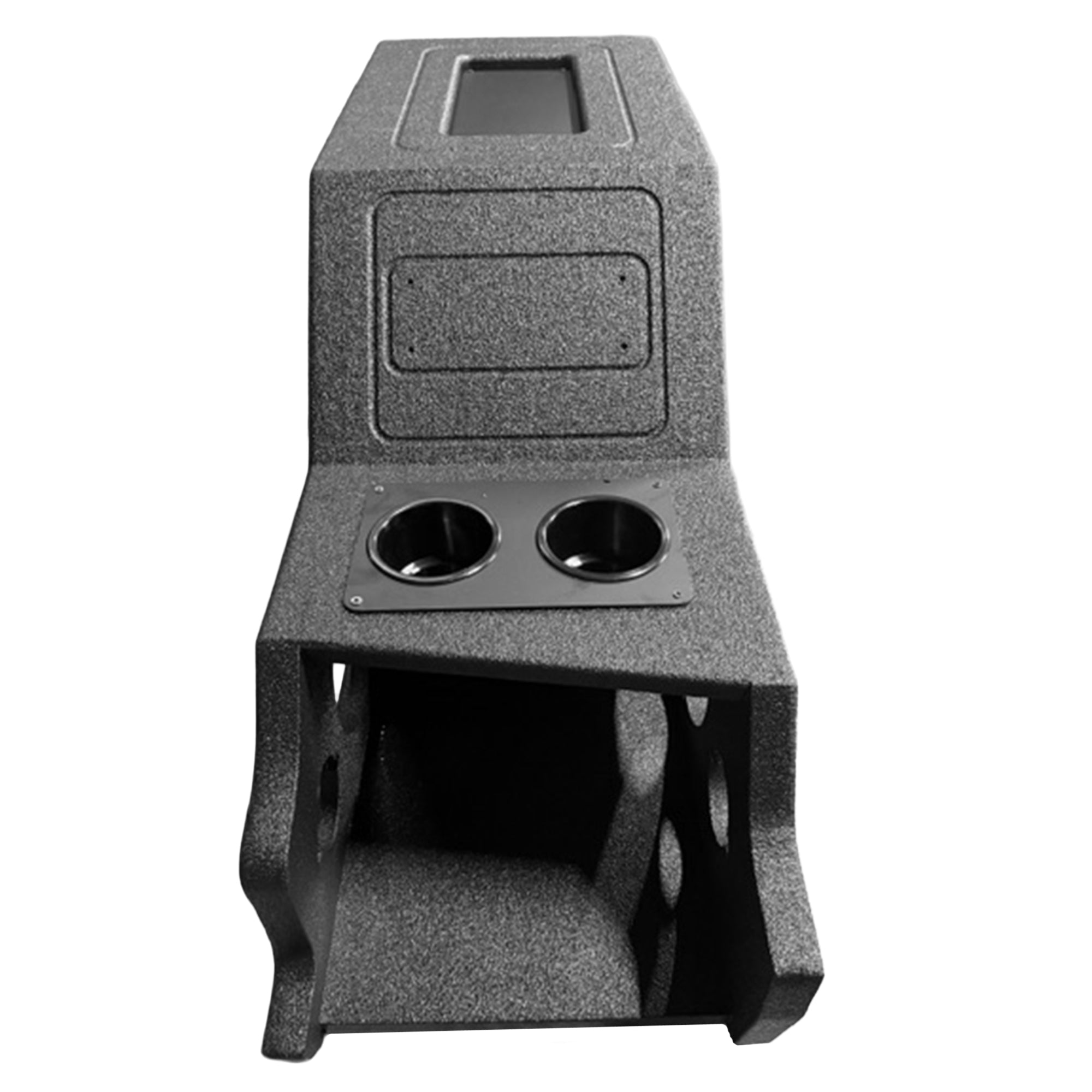 QBomb Center Console Enclosure Box, GMC/Chevy Trucks 1999-2006 Ported 12", Black