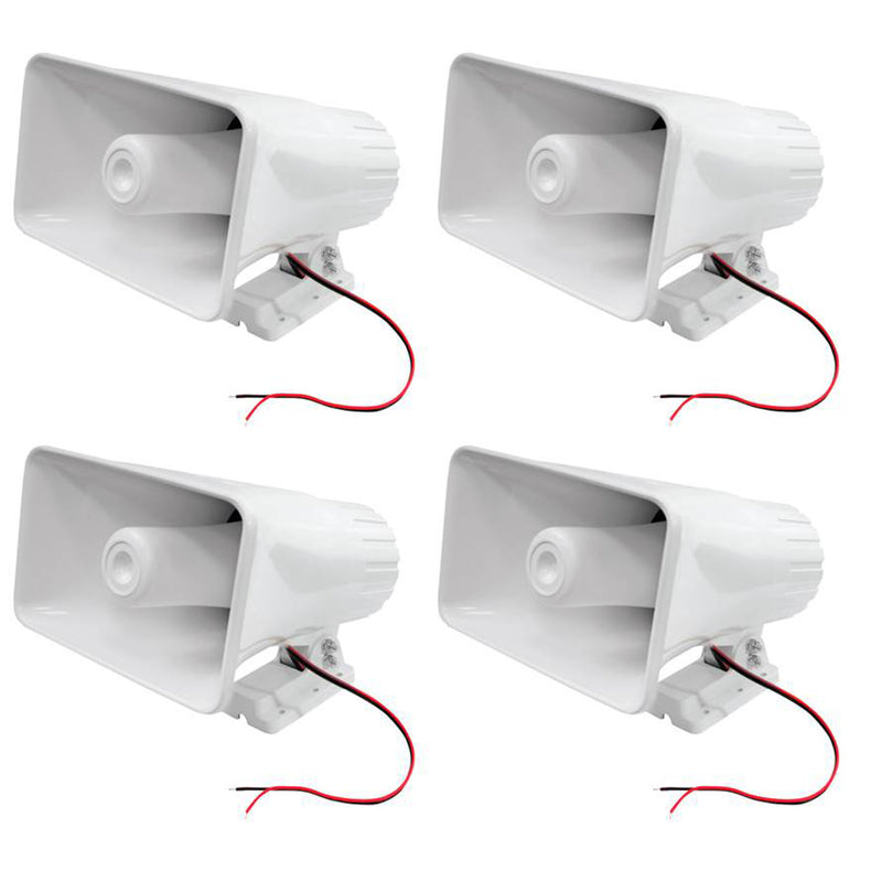 Pyle 8" 65 Watts 8 Ohms Indoor and Outdoor PA Horn Speaker, White (4 Pack) - VMInnovations