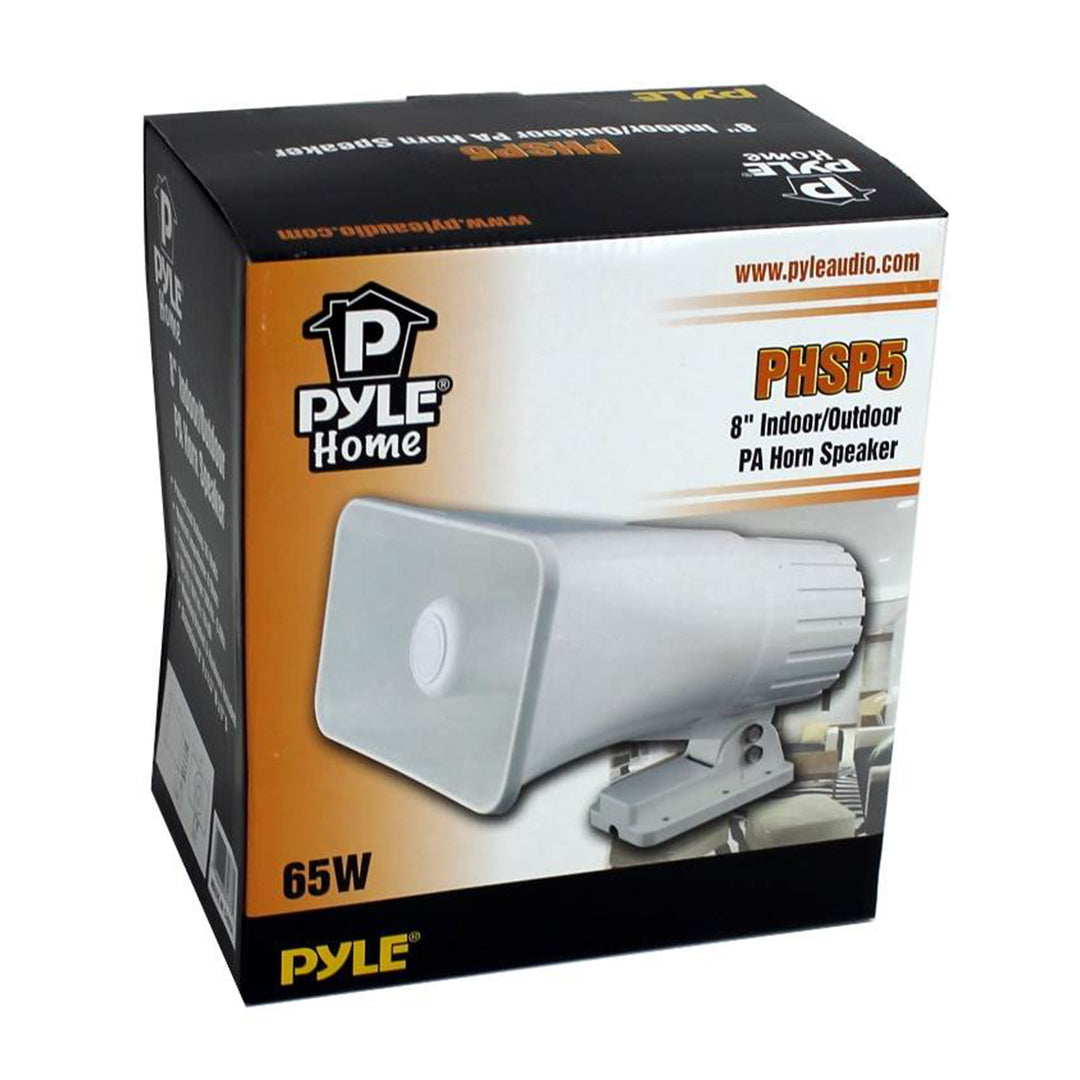 Pyle 8" 65 Watts 8 Ohms Indoor and Outdoor PA Horn Speaker, White (4 Pack)