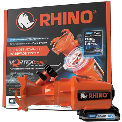 Camco Rhino Cordless 18V RV Sewage Macerator Pump Kit for Black and Gray Water