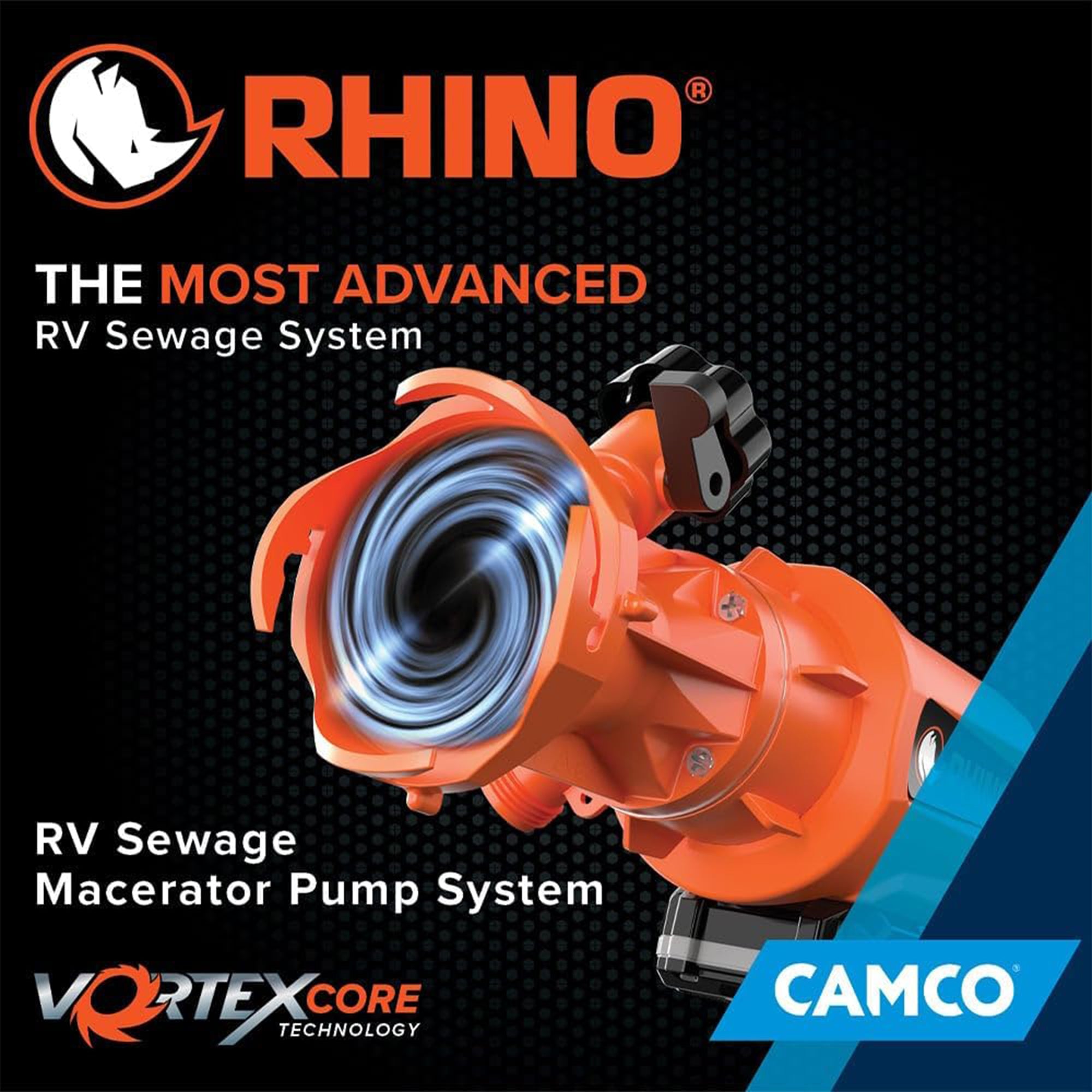 Camco Rhino Cordless 18V RV Sewage Macerator Pump Kit for Black and Gray Water