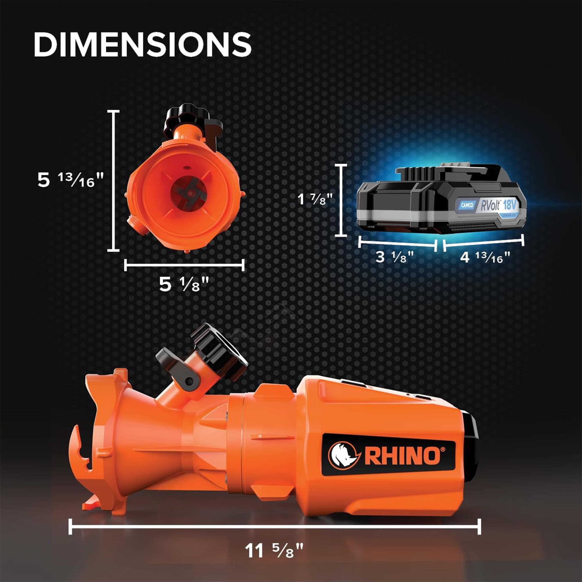 Camco Rhino Cordless 18V RV Sewage Macerator Pump Kit for Black and Gray Water