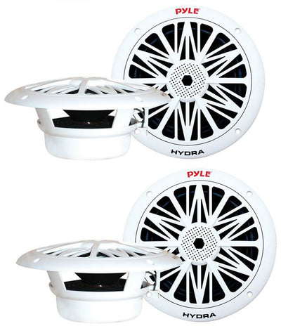 4) NEW PYLE PLMR82 8" 600W 2-Way Waterproof Marine/Boat Speakers White 2 PAIRS - VMInnovations