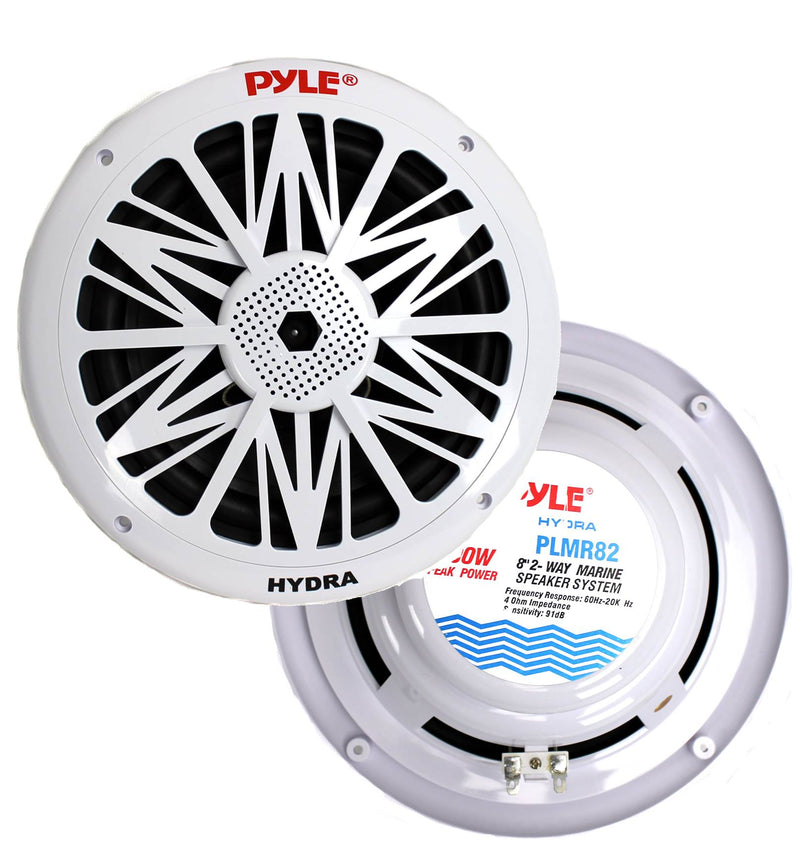 4) NEW PYLE PLMR82 8" 600W 2-Way Waterproof Marine/Boat Speakers White 2 PAIRS