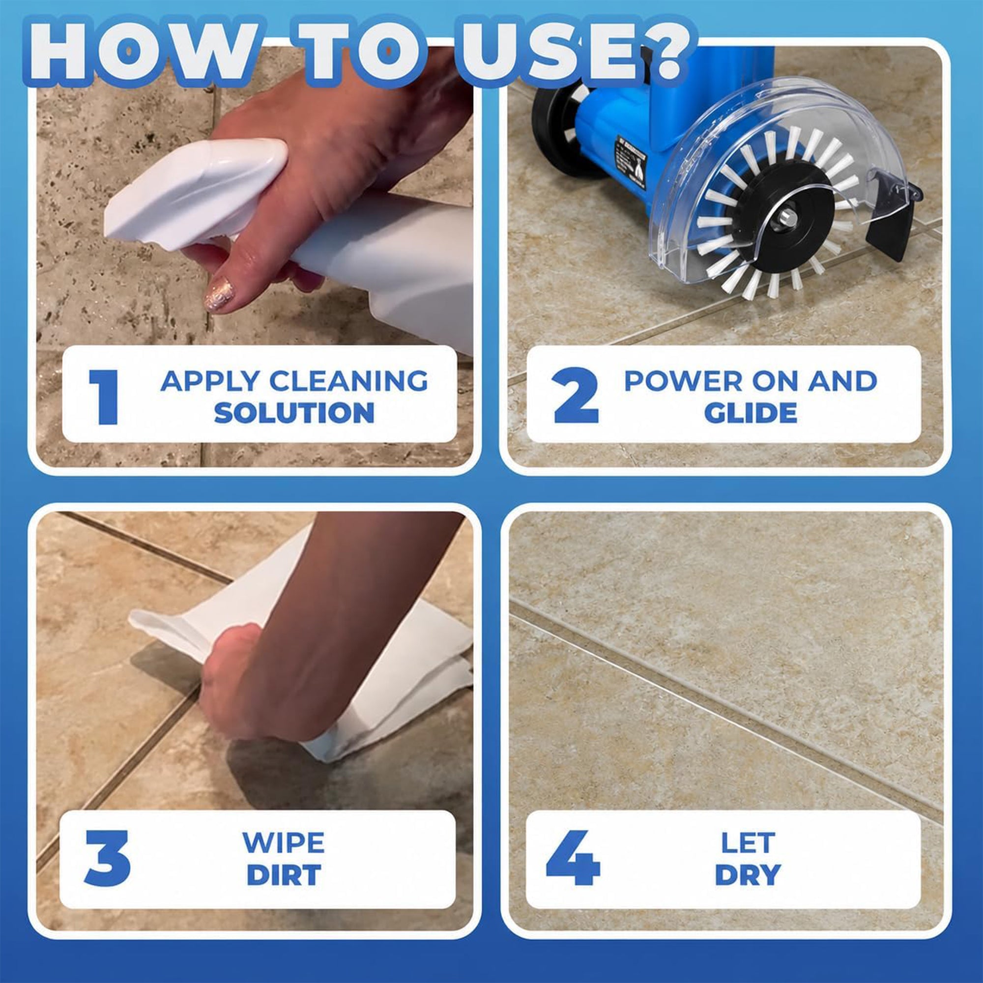 Grout Groovy Electric Stand-Up Grout Cleaner Machine Bundle for Tile Floors