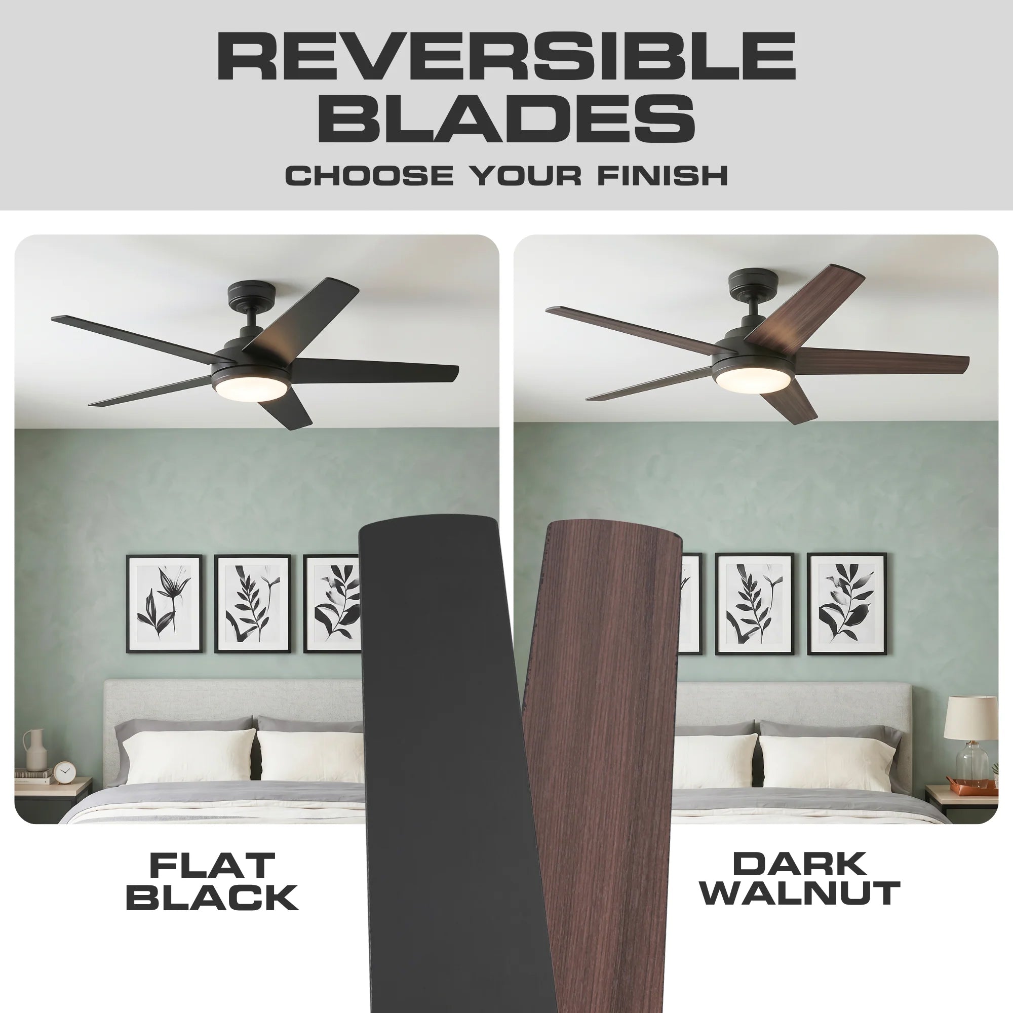 Mule 52 Inch 5-Minute Indoor & Outdoor Ceiling Fan with LED Light, Matte Black