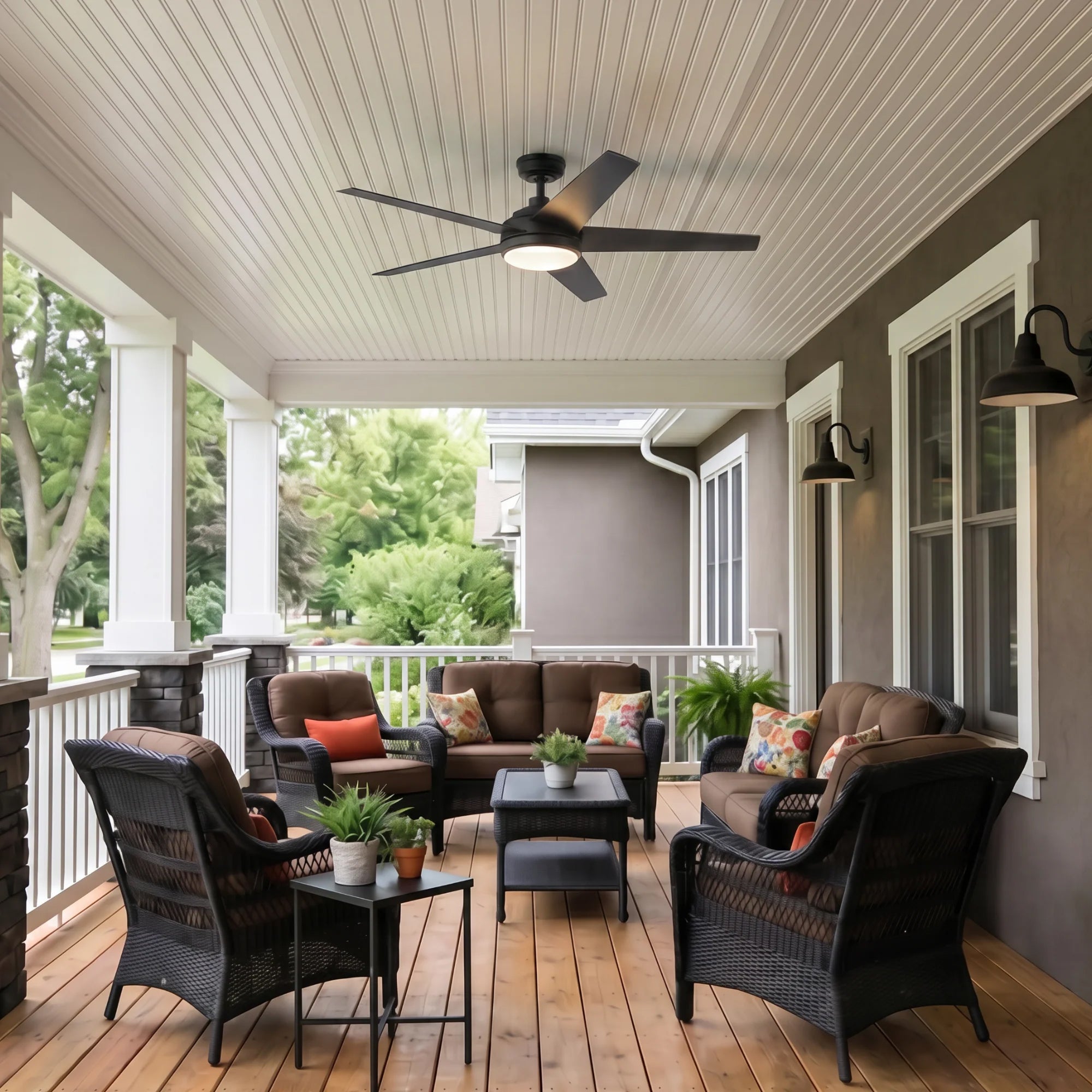 Mule 52 Inch 5-Minute Indoor & Outdoor Ceiling Fan with LED Light, Matte Black