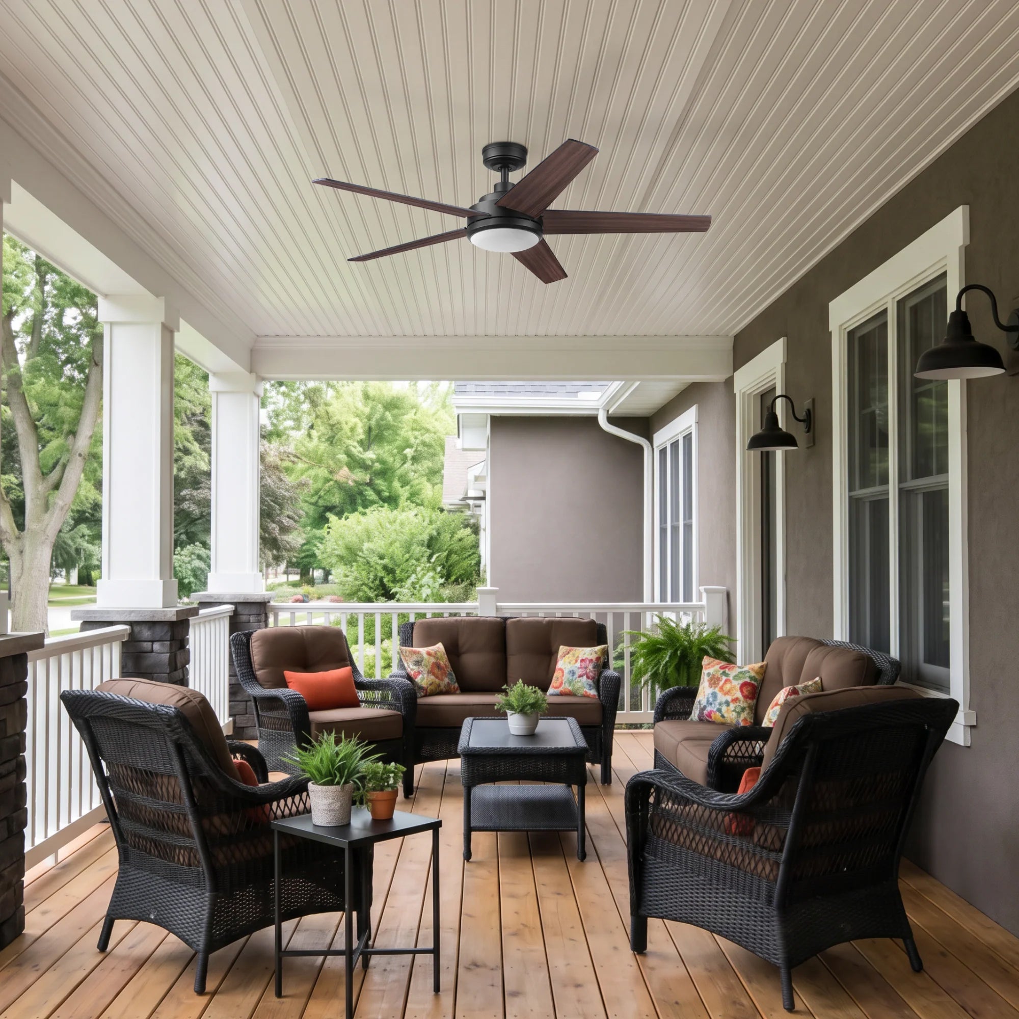 Mule 52 Inch 5-Minute Indoor & Outdoor Ceiling Fan with LED Light, Matte Black