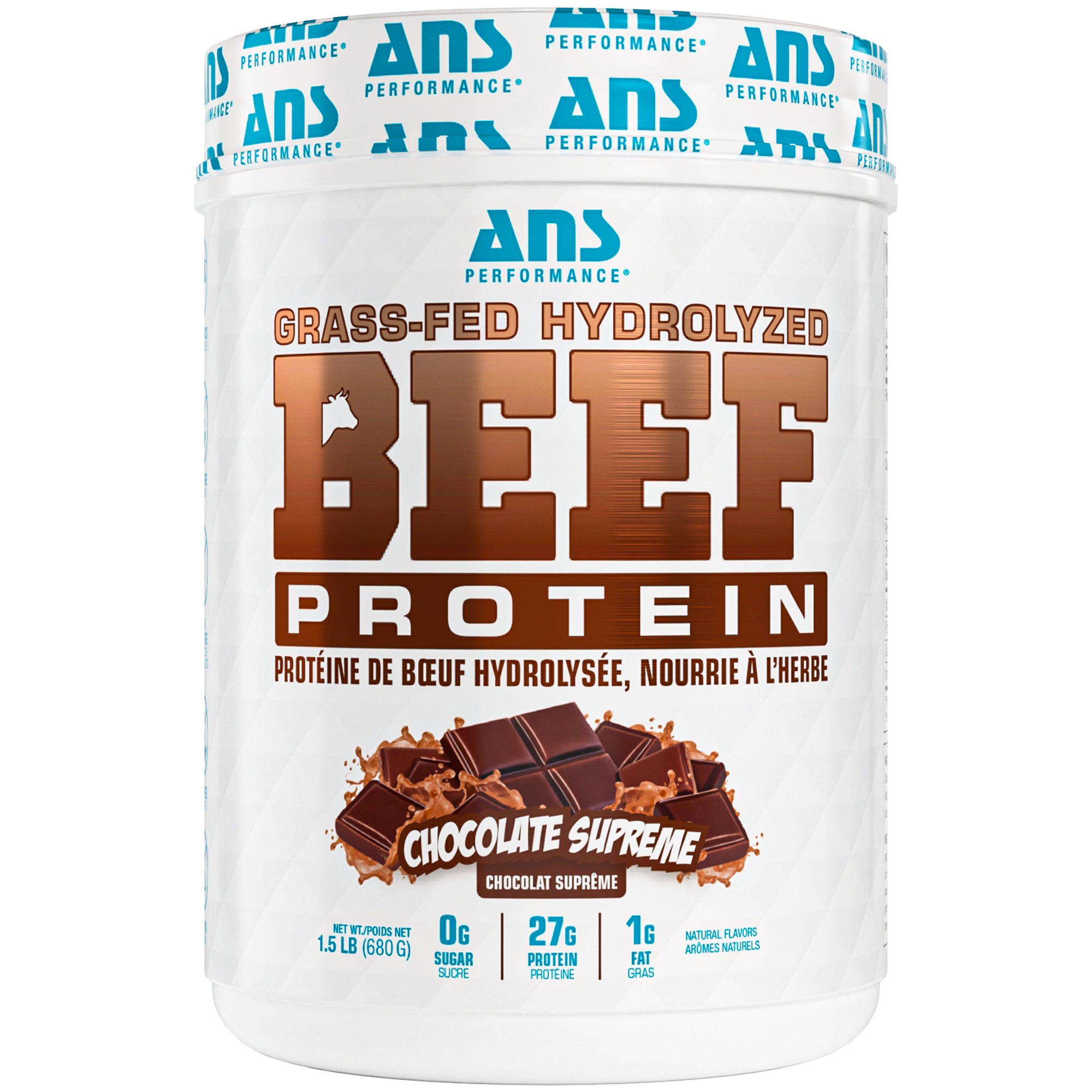 ANS Performance BEEF Protein Grass-Fed Protein Powder, 1.5 lb, Chocolate Supreme