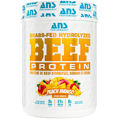 ANS Performance BEEF Protein Grass-Fed Protein Powder, 1.5 Pounds, Peach Mango