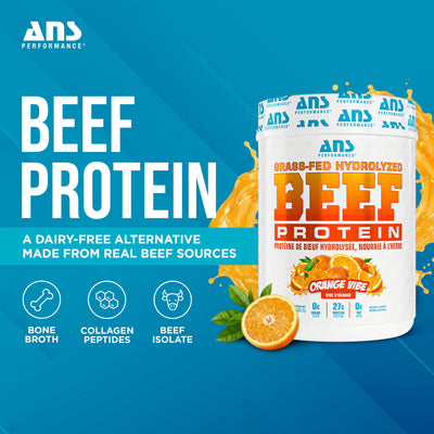 ANS Performance BEEF Protein Grass-Fed Protein Powder, 1.5 Pounds, Orange Vibe