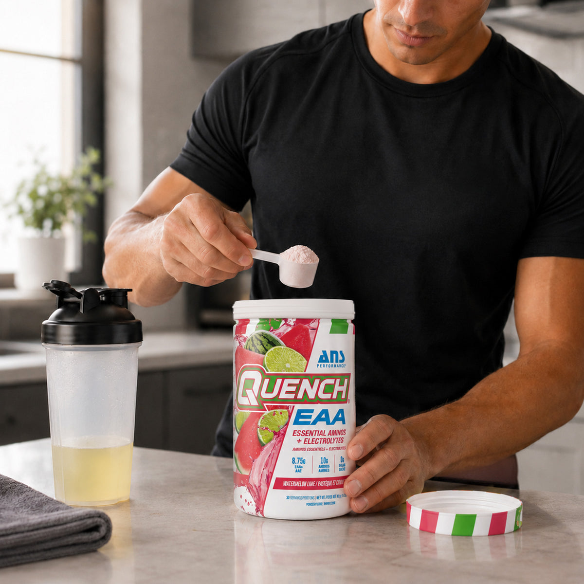 ANS Performance Quench EAA Hydration Drink Mix w/ Electrolytes, Watermelon Lime