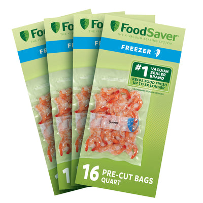 FoodSaver 64 Pack Quart Vacuum Seal Bags, Pre-Cut BPA-Free Freezer Storage Bags - VMInnovations